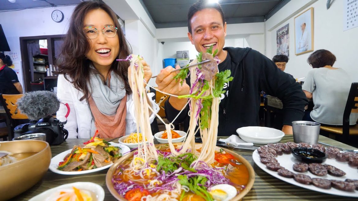 North Korean Food in Seoul - RAINBOW NOODLES + Big Beef Hot Pot in South Korea! (ft. Miss Mina)