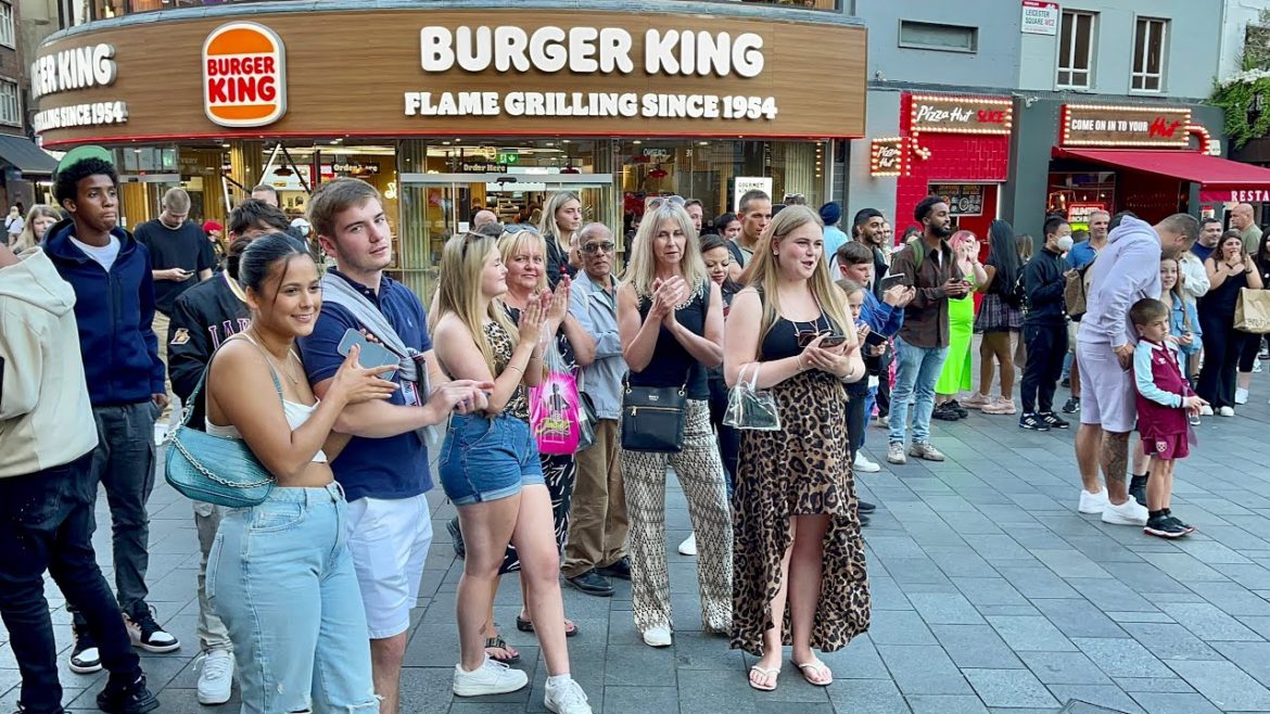 England, London Summer Walk 2022 | Soho Streets, Leicester Square Tourist Entertainments in London