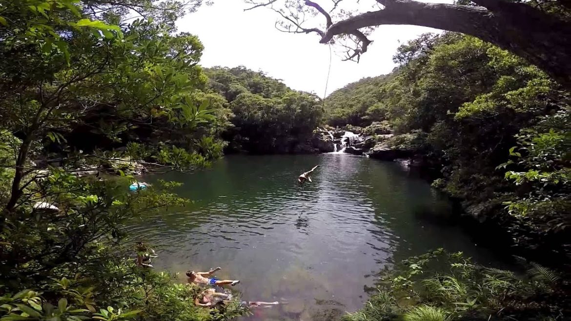 Aha Falls Cliff Jumping Okinawa Prefecture, Japan