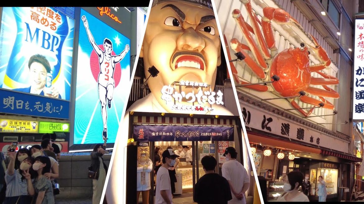 [4K] Dotonbori Night Walk, Entertainment and Nightlife districts in Osaka, Japan, 大阪, 道頓堀