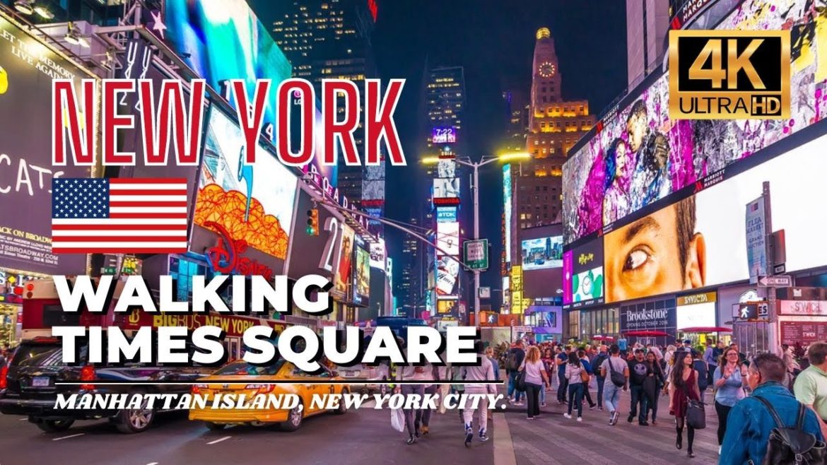 [4K NYC] Walking Tour of Times Square in New York City USA