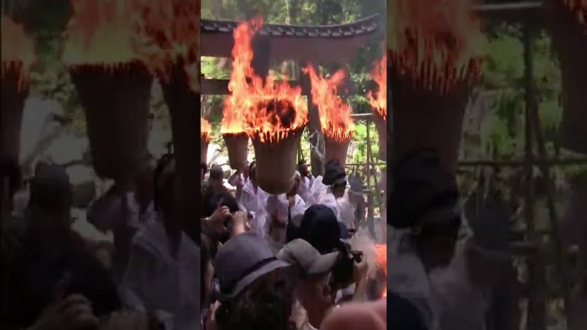 OOPSIE! Dropping huge flaming torch at a Japanese festival #shorts