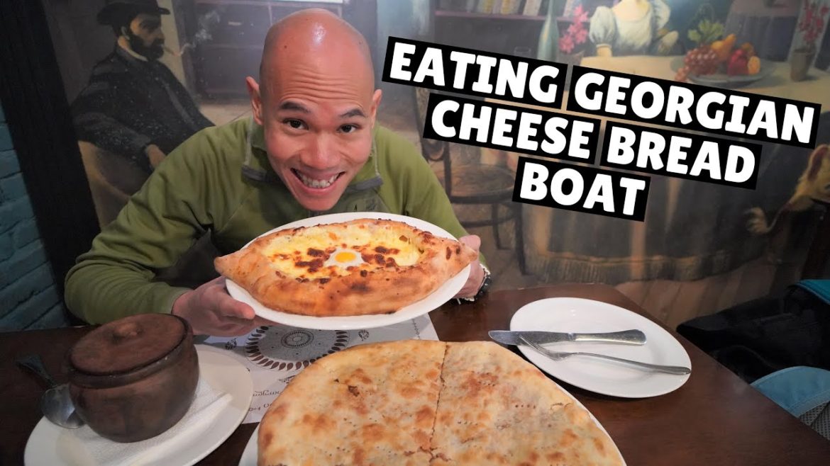 Trying Adjarian Khachapuri Georgian Cheese Bread in Tbilisi | Georgian Food Tour