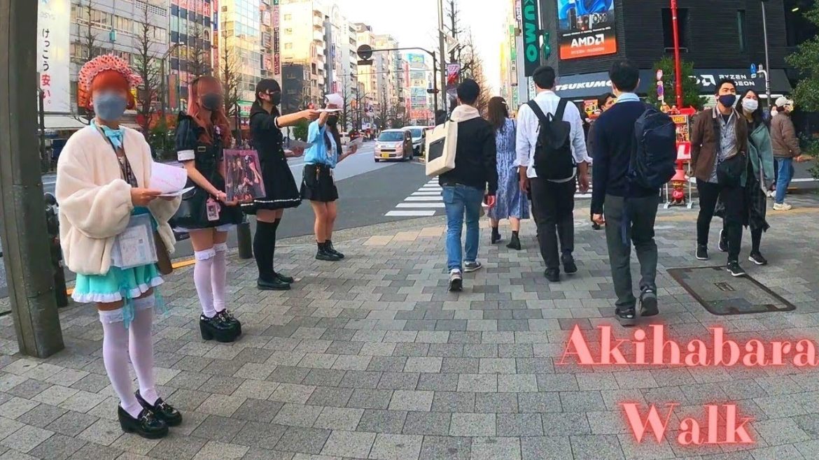 Warmer weather, more maids. Akihabara Tokyo walking tour.【4K】3.2022