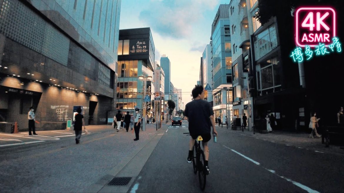 Cycling around Hakata in the evening（博多気まぐれサイクリング）🚲4K ASMR Sounds【Fukuoka】