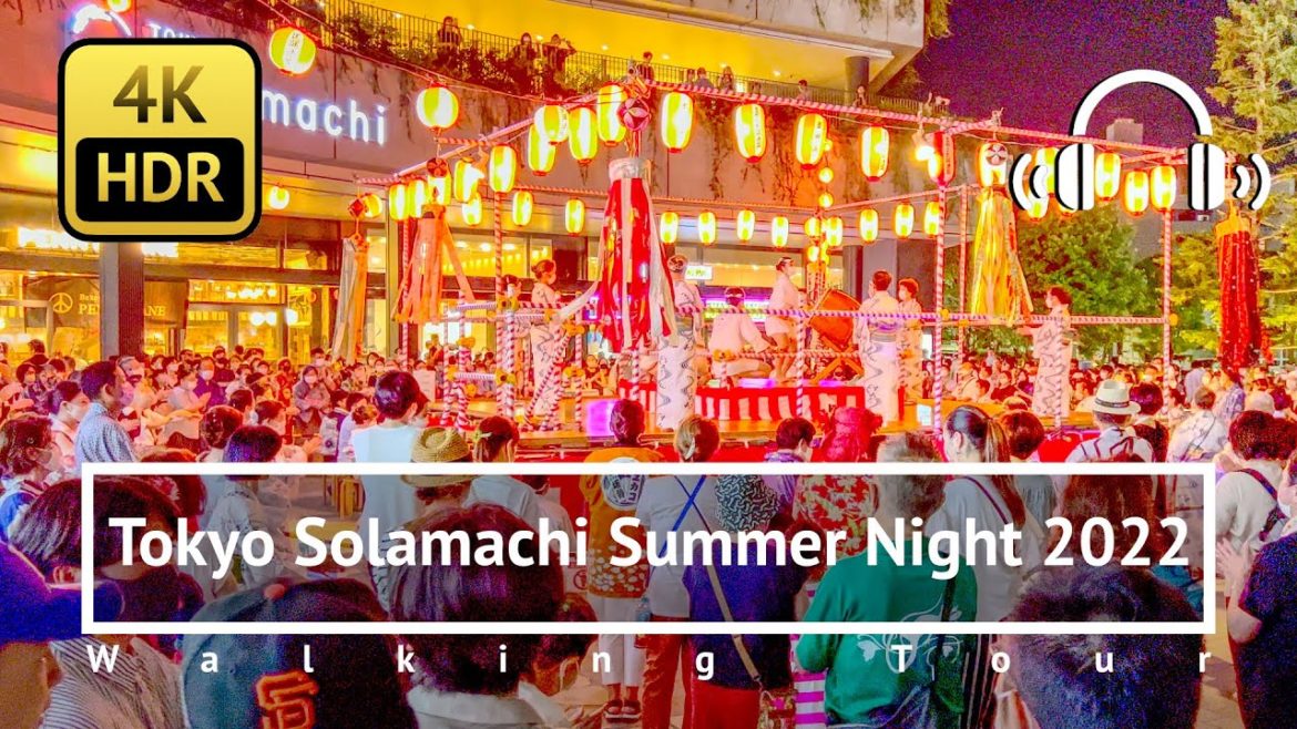 Tokyo Skytree Solamachi Shopping Mall to Asakusa Summer Night Walking Tour - Japan [4K/HDR/Binaural]