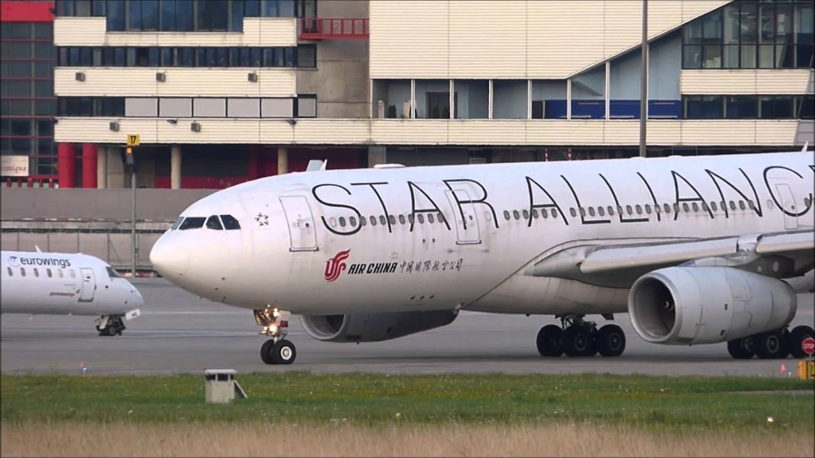 [FullHD] Air China "Star Alliance" Airbus A330-200 taxi & takeoff at Geneva/GVA/LSGG