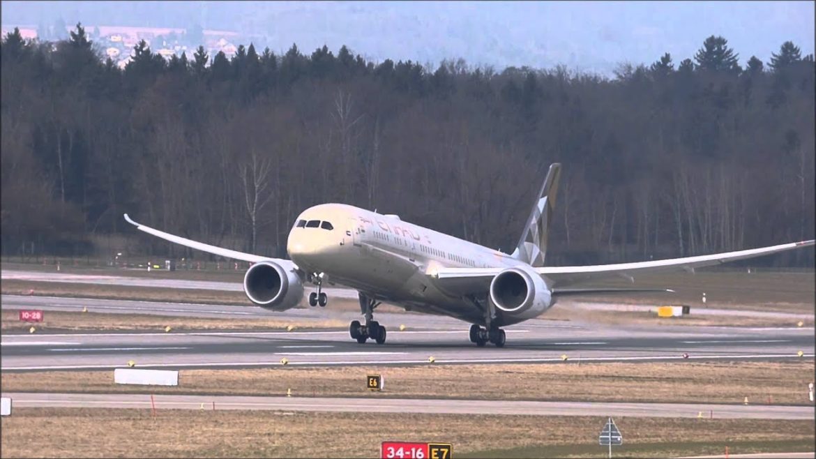 [FullHD] Etihad Boeing 787-9 Dreamliner takeoff at Zurich/ZRH/LSZH