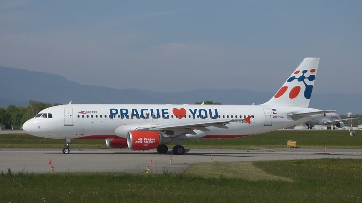 [FullHD] "Prague ❤ You" Travel Service A320 takeoff at Geneva/GVA/LSGG