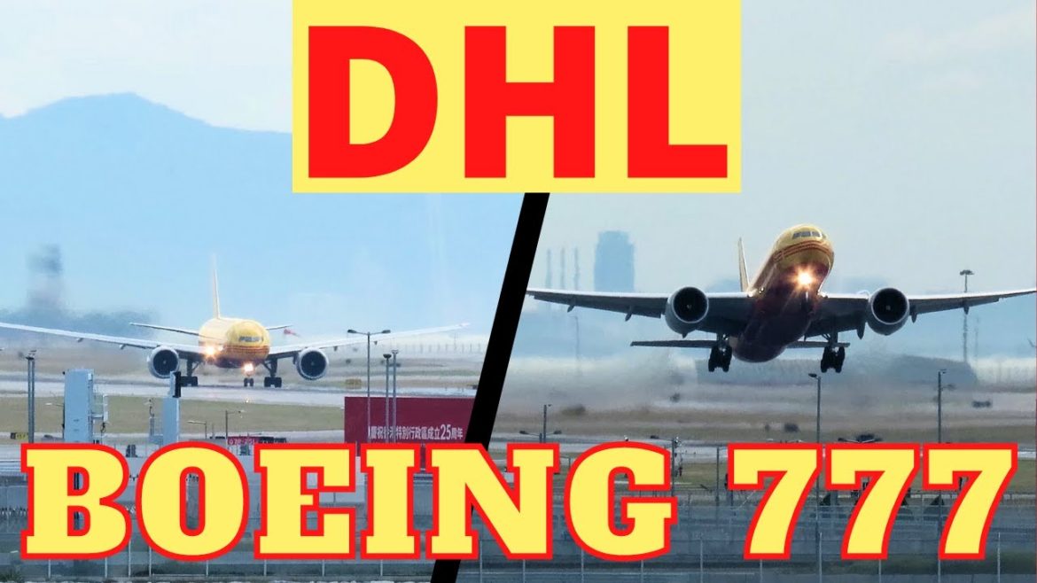 DHL Boeing 777 take off from Hong Kong Airport