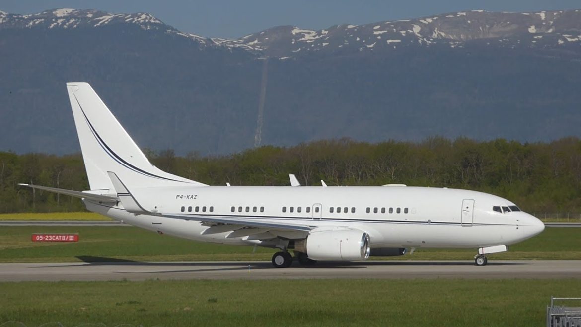 [FullHD] Kazakhstan Government Boeing 737-700 taxi & takeoff at Geneva/GVA/LSGG