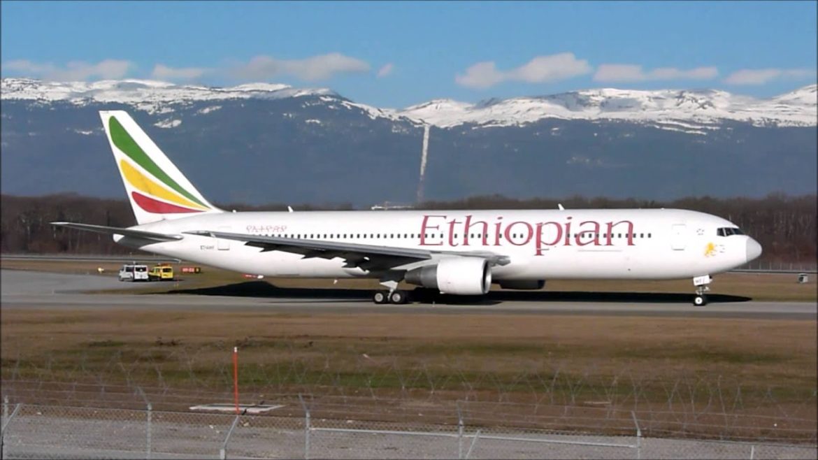 [HD] The hijacked Ethiopian 767 takes off at Geneva/GVA/LSGG