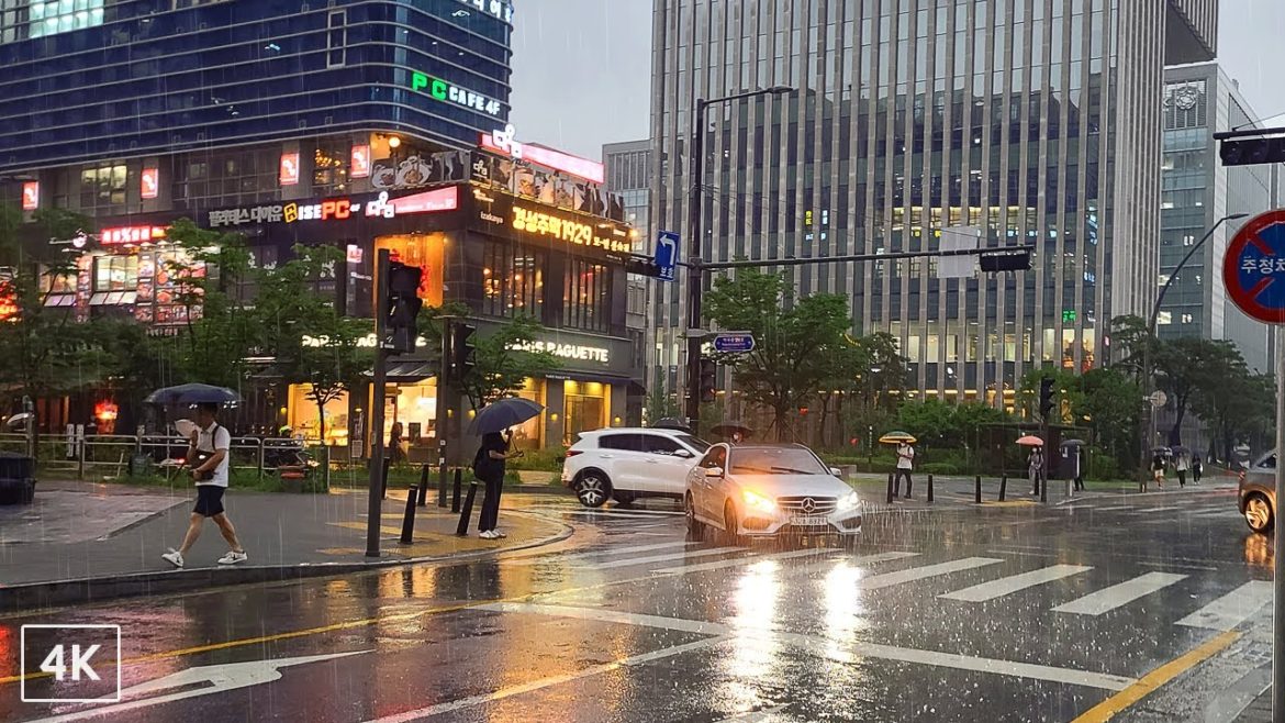 Walking in Heavy Rain Seoul, Korea | LG Science Park | Sounds of Rainstorm Hitting Umbrella 4K ASMR Walking in Heavy Rain Seoul, Korea | LG Science Park | Sounds of Rainstorm Hitting Umbrella 4K ASMR