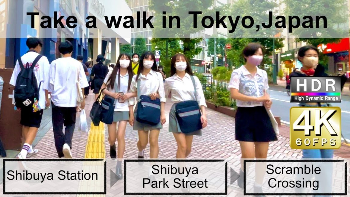 4K 60fps HDR// Take a walk in Tokyo, Japan,Shibuya Station → Shibuya Park Street → Scramble Crossing
