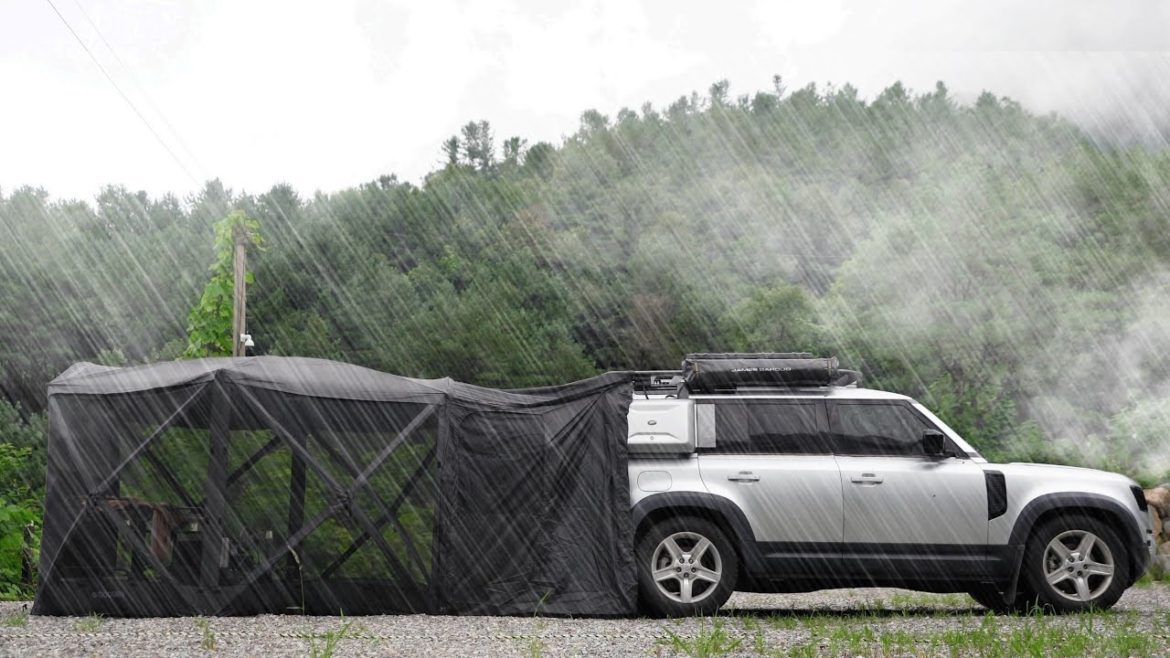 ☔ Is It Rain That You Live In? ⭐ Five-star Camping In the Heavy Rain | Land Rover Defender | ASMR