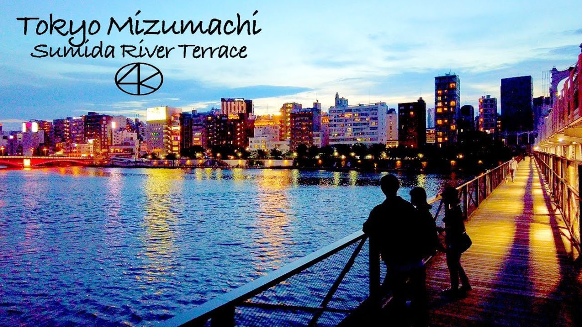 4K 夏の東京ミズマチから隅田川テラス 夜散歩 2022年8月 東京