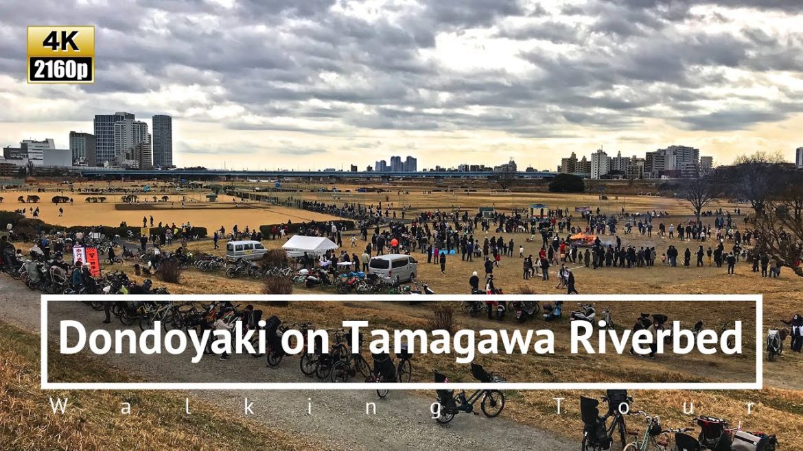 [4K] Dondoyaki on Tamagawa Riverbed Walking Tour - Tokyo Japan