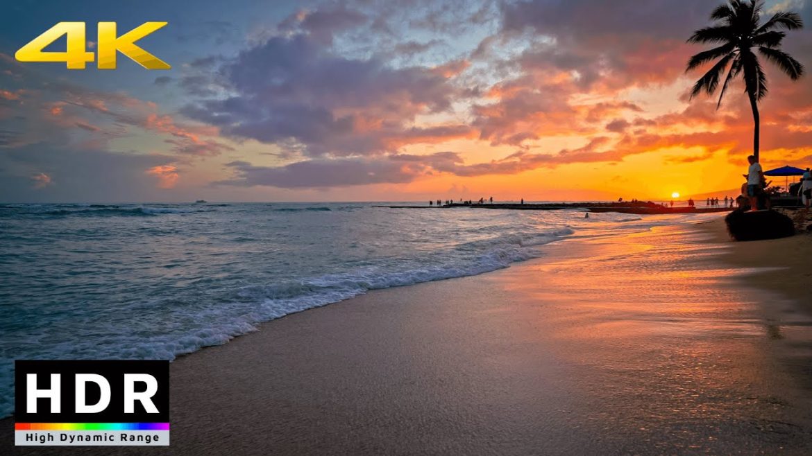 4K HDR // Sunset Beach Walk, Ocean Ambience Sounds – Waikiki, Hawaii 4K HDR // Sunset Beach Walk, Ocean Ambience Sounds - Waikiki, Hawaii