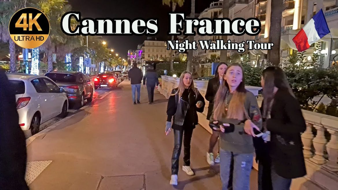 Cannes France Night Walking Tour 4k Ultra 60fps ⁴ᴷ 🇫🇷