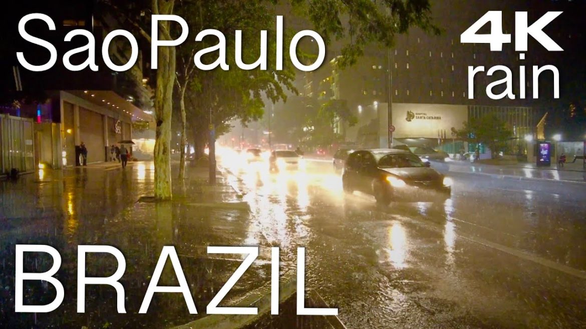 Sao Paolo. Night Rain. 4K Walk. Brazil Sao Paolo. Night Rain. 4K Walk. Brazil