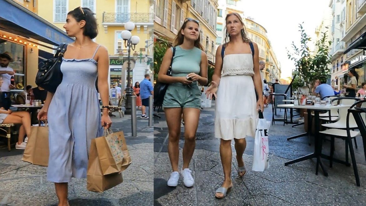 Walk Nice Côte d'Azur. Evening walk in Nice in summer 2022. Walking France. Travel Guide. Nice