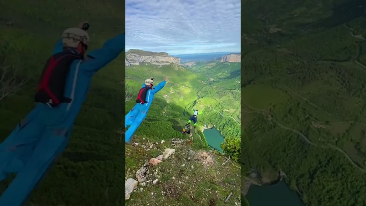 Base Jumping - East of the Rhône Valley | beautiful places in the world #Shorts