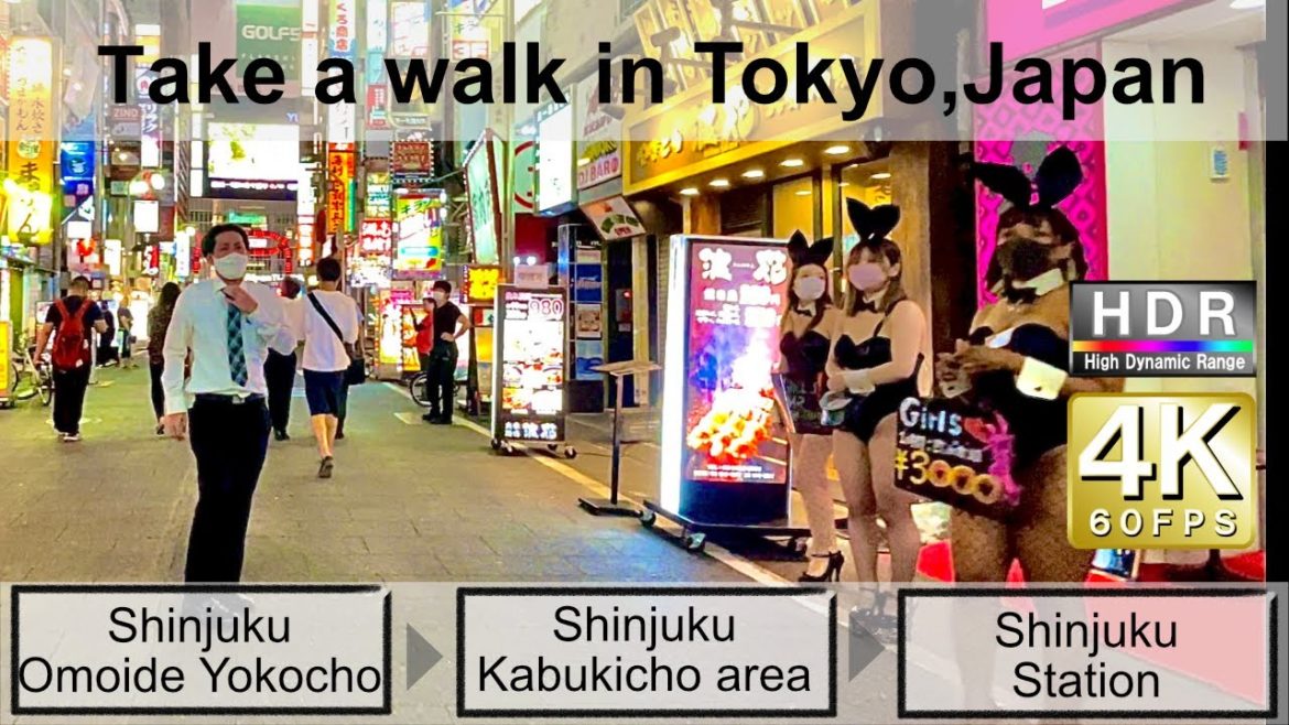 4K 60fps HDR// Take a walk in Tokyo, Japan, Shinjuku Omoide Yokocho→Kabukicho area→Shinjuku Station