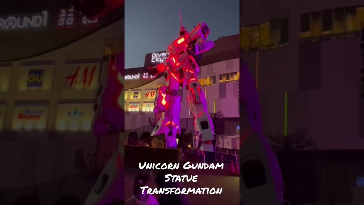Unicorn Gundam Statue Transformation in Odaiba | Tokyo, Japan #shorts #ytshorts #odaiba #gundam