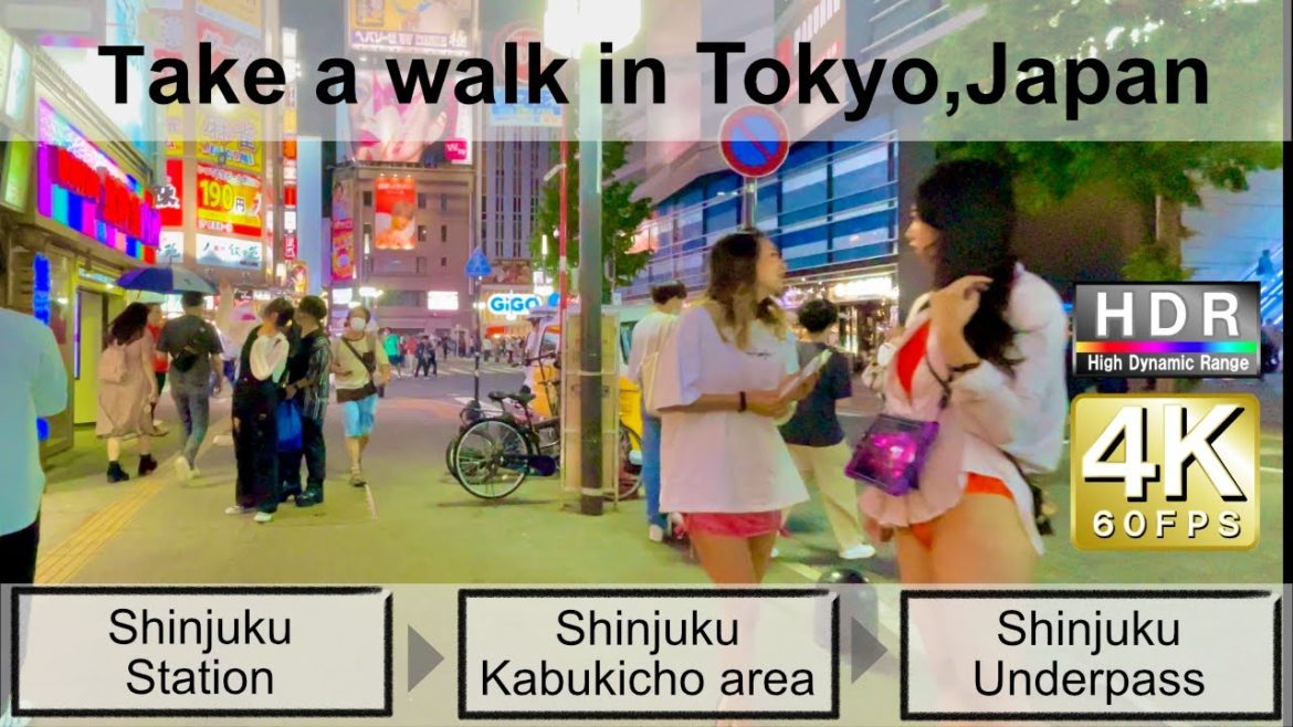 4K 60fps HDR// Take a walk in Tokyo,Japan,Shinjuku Station→Sinjuku Kabukicho area→Shinjuku Underpass