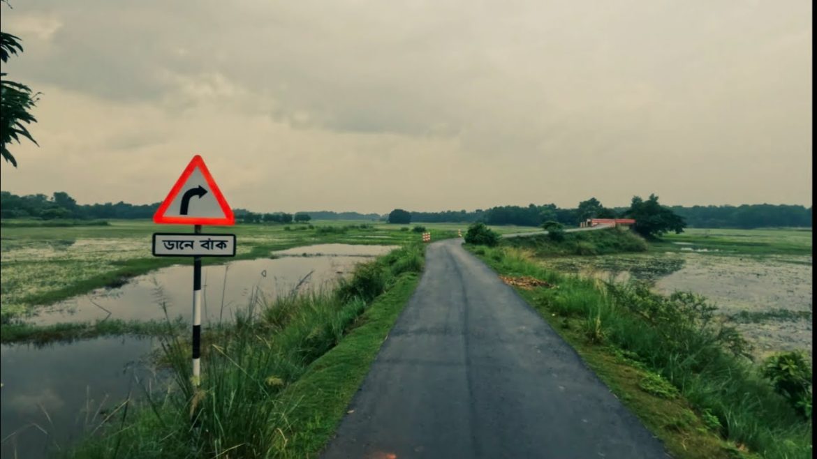 Relax in the rain through a Village Road Scenic Spot. ASMR