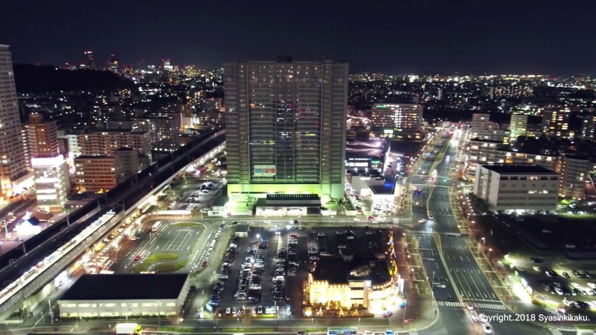 株式会社写真企画　仙台の夜景　ドローン空撮/Night view of Sendai-Japan UAV:DJI Inspire2  Camera:X5S Olympus M.Zuiko 12mm/2