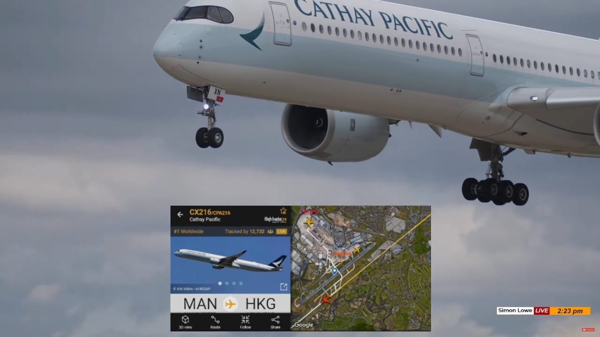 🔴 | Cathay Pacific A350  returns to MAN with landing gear issues | 23L Landing | Tuesday 23 Aug 🔴 | Cathay Pacific A350  returns to MAN with landing gear issues | 23L Landing | Tuesday 23 Aug