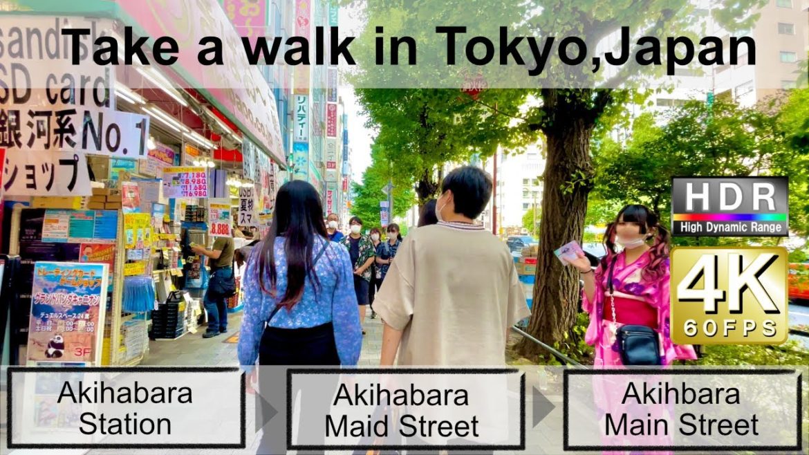 4K 60fps HDR// Take a walk in Tokyo, Japan,Akihabara Station→Akihabara Maid Street→Main Street