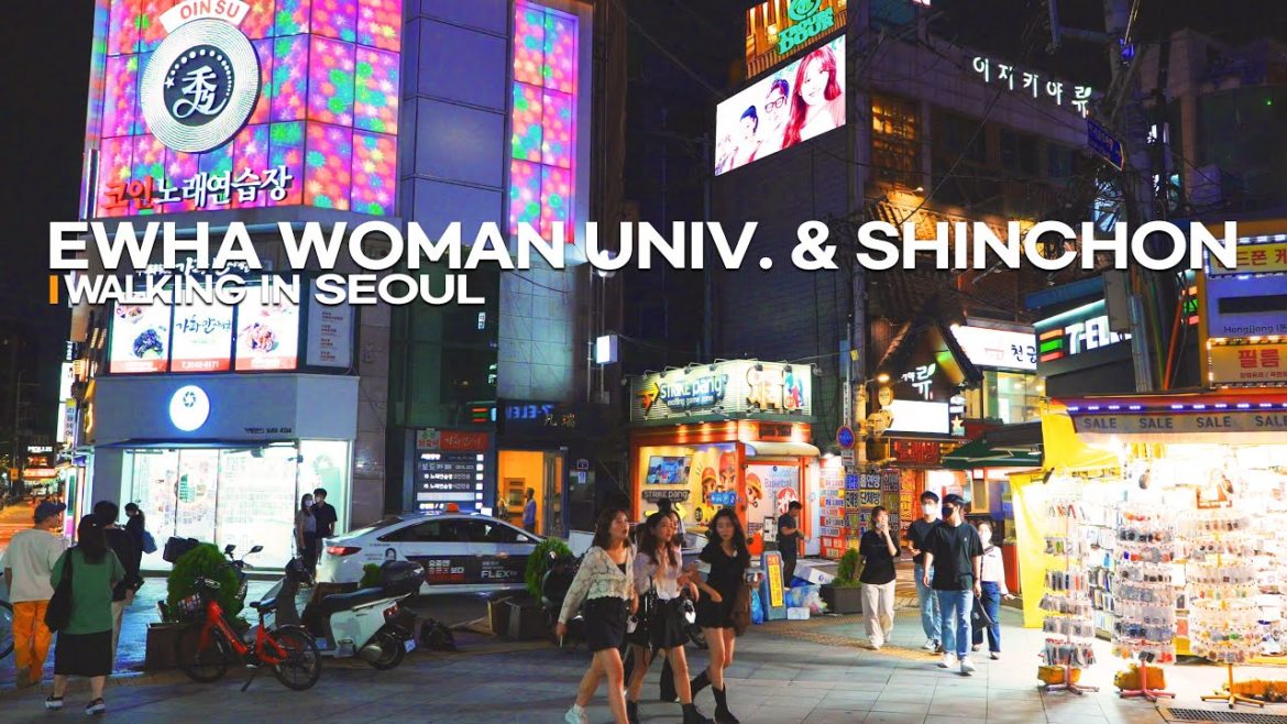 [4K HDR] 이대 신촌 거리_해질 무렵 👒이대역에서🌳신촌역으로 이어지는 이화여대길과🍺신촌연세로 거리 Ewha Womans Univ. Sinchon Seoul_🎧 Stereo