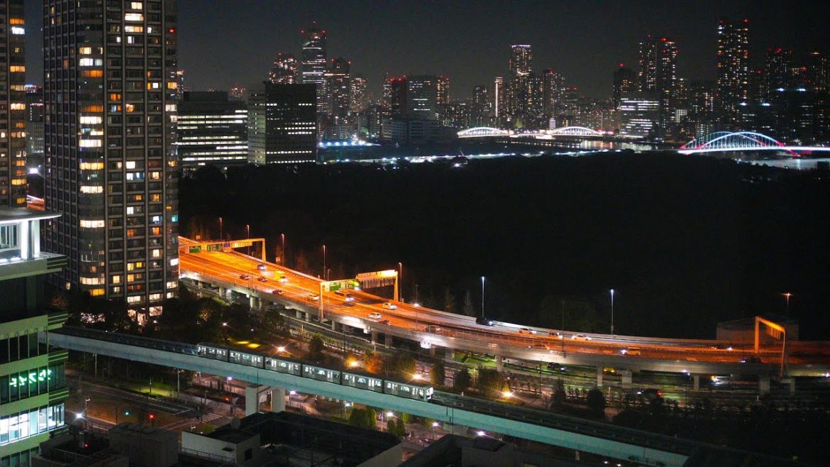 4K LIVE ゆりかもめと首都高速環状線と浜離宮公園/ 2022.8.14-15 Yurikamome Expressway and Metropolitan Expressway