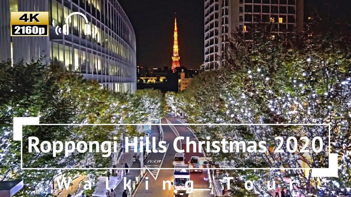 [4K/Binaural Audio] Roppongi Hills Christmas 2020 Walking Tour - Tokyo Japan