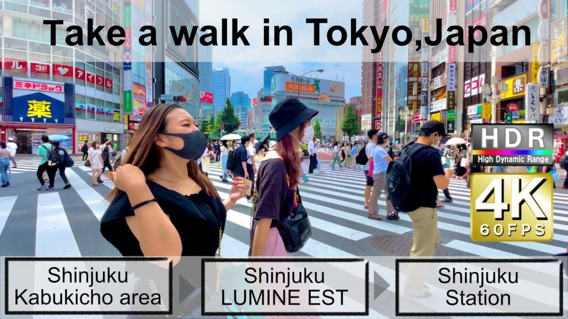 4K 60fps HDR// Take a walk in Tokyo, Japan, Shunjuku Kabukicho area → LUMINE EST → Shinjuku Station