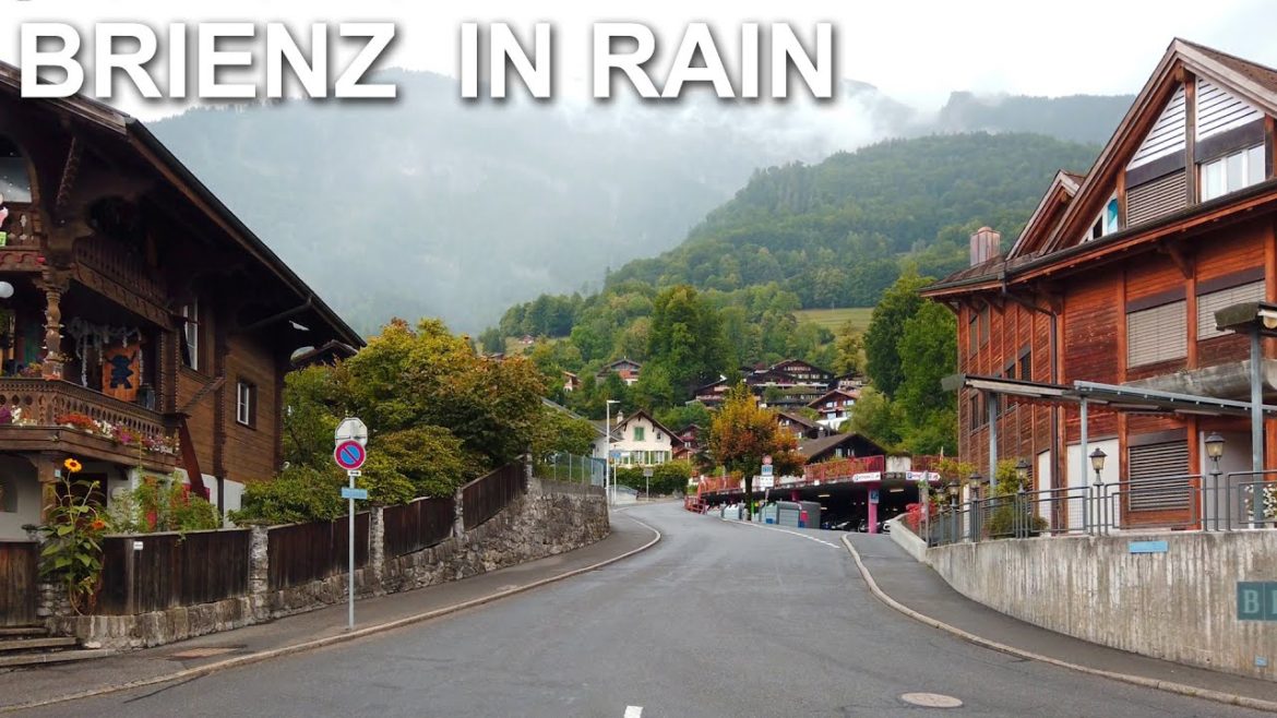 Walk in Brienz with Gentle Rain | August 2022| 4k Switzerland | City sounds Ambience Relaxing Walk