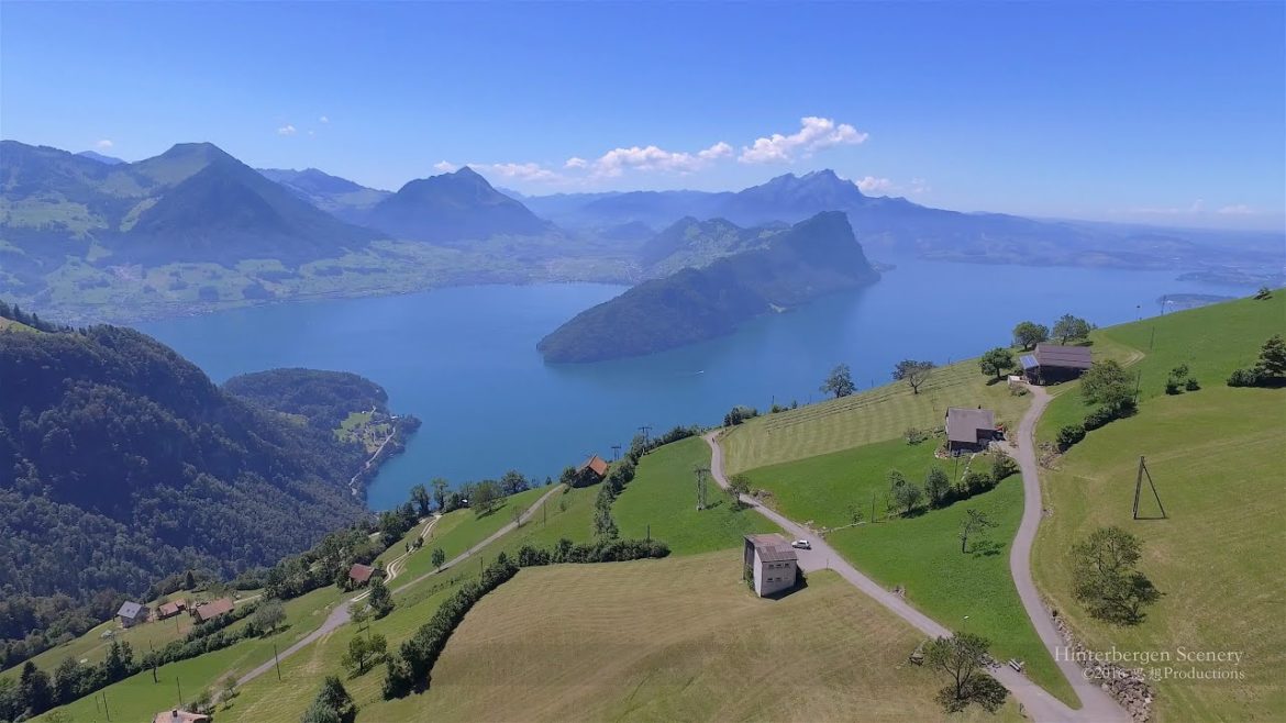 4K Hinterbergen, Vitznau Luzern SWITZERLAND アルプス山脈 airview 4K Hinterbergen, Vitznau Luzern SWITZERLAND アルプス山脈 airview