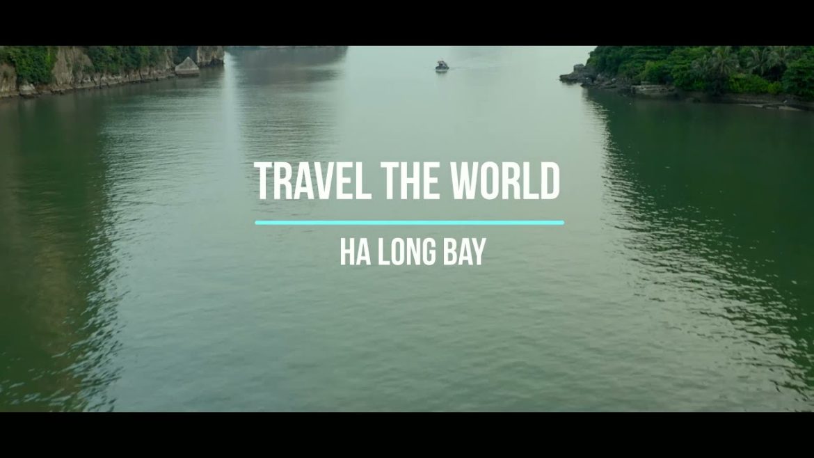 Ha Long Bay Vietnamese. Halong drone tour. Travel cruise trip. Islands of Ha Long.