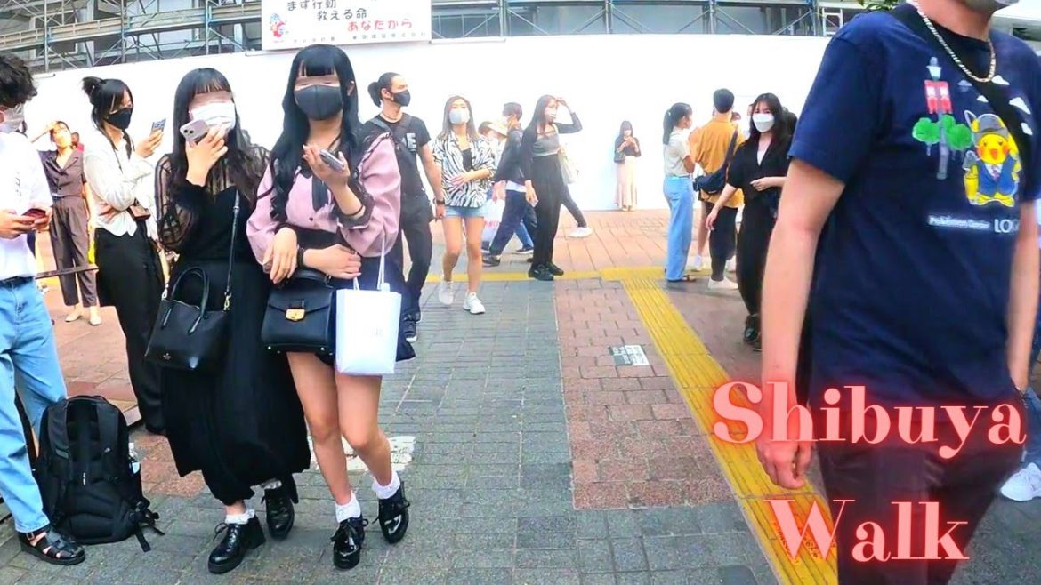 Between the rainy season. Shibuya Tokyo in Japan walking tour. 【4K ASMR】6.2022