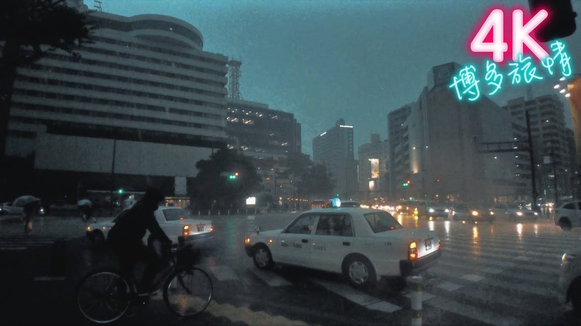 Stroll in Hakata in the heavy rain ②（博多雨情②）☔️4K ASMR【Fukuoka】