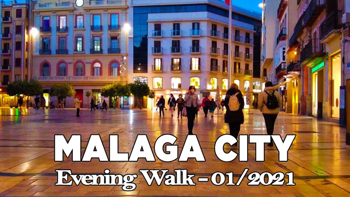 Malaga City Evening Walk in January 2021, Spain - Osmo Pocket 2 [4K]