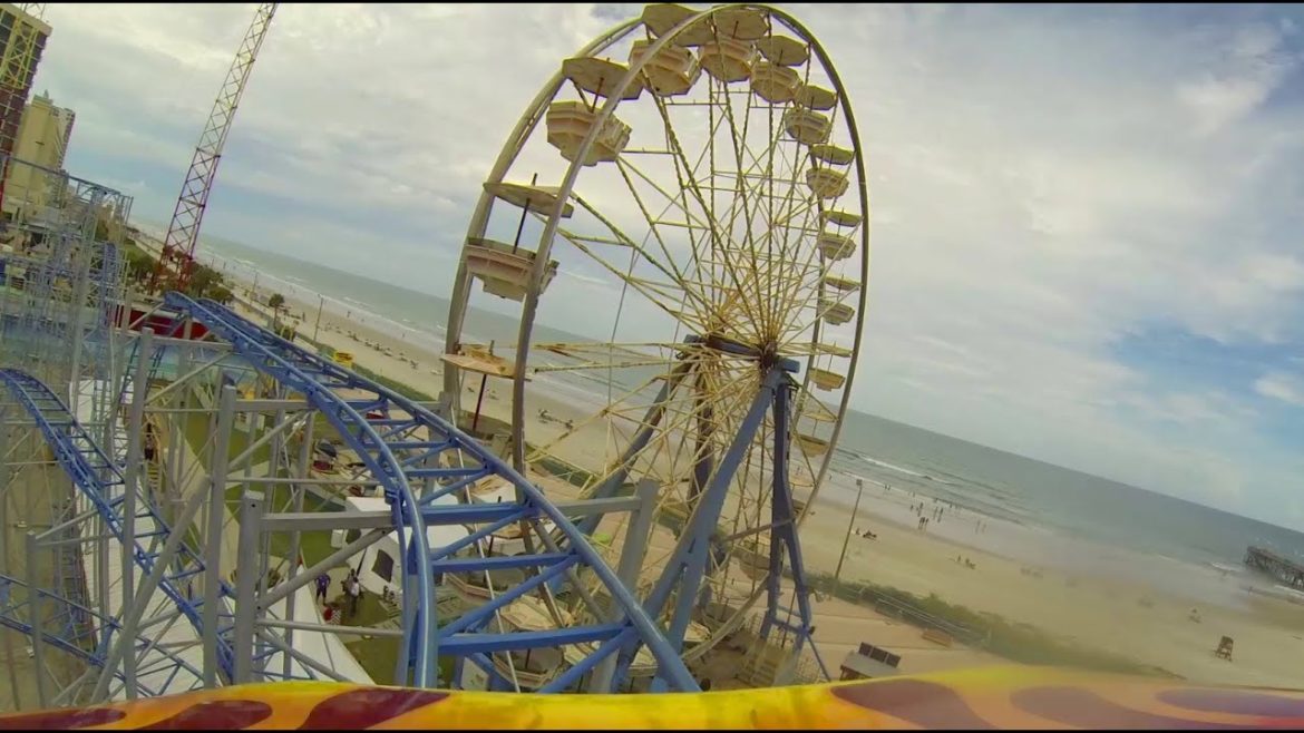 Sand Blaster Roller Coaster POV Daytona Beach Boardwalk Joyland Amusements Florida