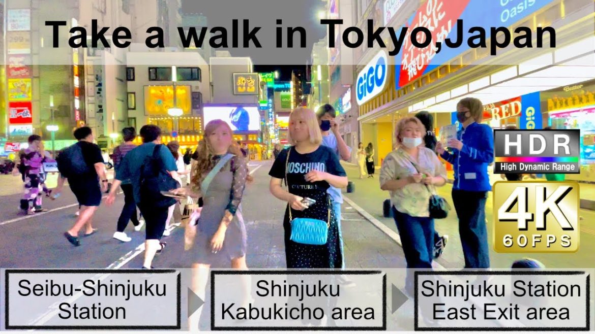 4K 60fps HDR// Take a walk in Tokyo, Japan, Seibu-Shinjuku Station →Kabukicho area→ Shinjuku Station