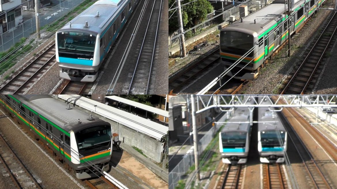 東京都大田区 東海道線 京浜東北線 春日橋を 通過する 列車たち【E231系 E233系】