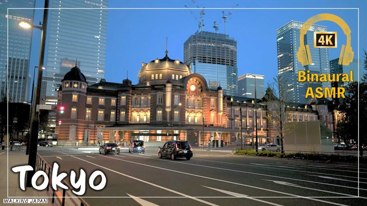 [4K HDR] Around Tokyo Station Virtual Tour (Binaural recording)｜夜の東京駅周辺を歩く