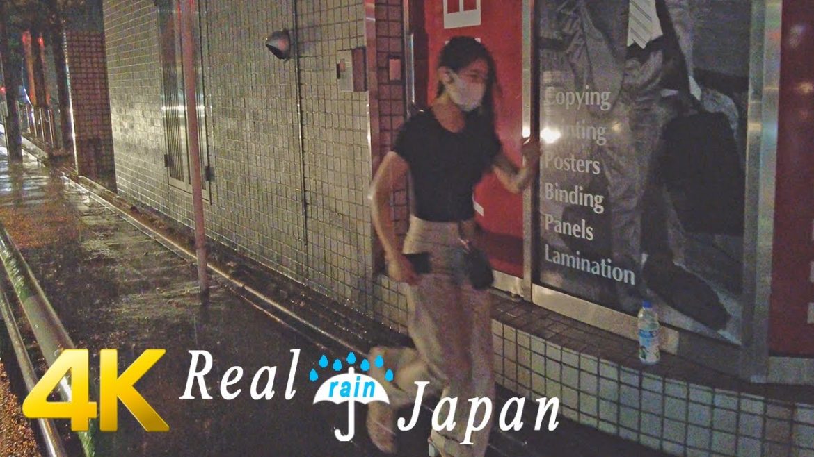 Heavy Rainy Night from Ikebukuro to Mejiro, Tokyo, Japan - 4k ambience ASMR