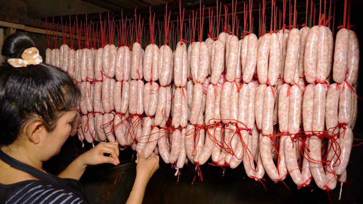 Amazing 100 Years Recipe! Chinese Sausage Making Process - Thai Street Food
