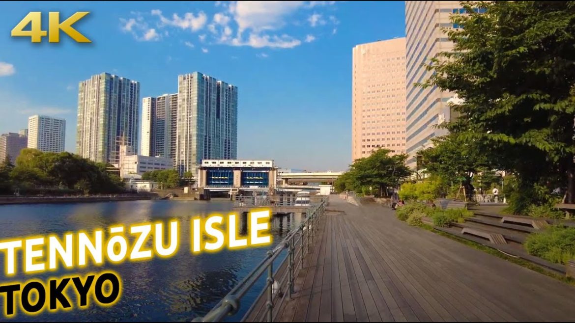 Tennōzu Isle Tokyo evening walk - everything is man made over the sea! [4K]